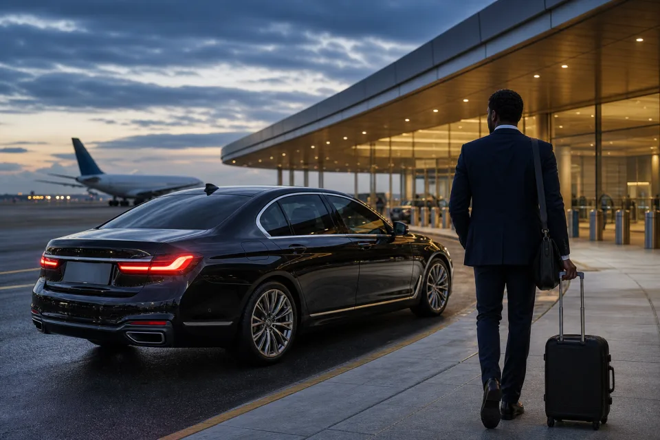 NYC airport transfer for a travel agency client in a private black car